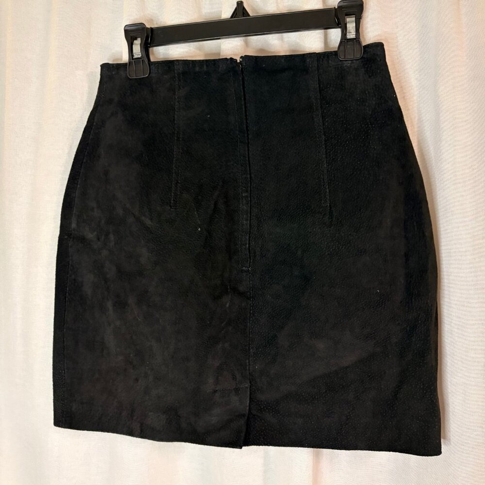 Vintage Express Black Genuine Suede Mini Skirt (1/2) - Picture 2 of 5